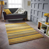 Carter Modern Yellow/Ochre Striped Rug - Pendle Village Furniture